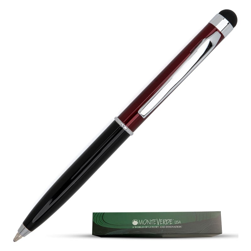 Monteverde USA Poquito Stylus Pen - Red & Black | Compact Metal Ballpoint Pen with Capacitive Stylus | Refillable with D1 Standard International Mini Ballpoint Refills - Image 1